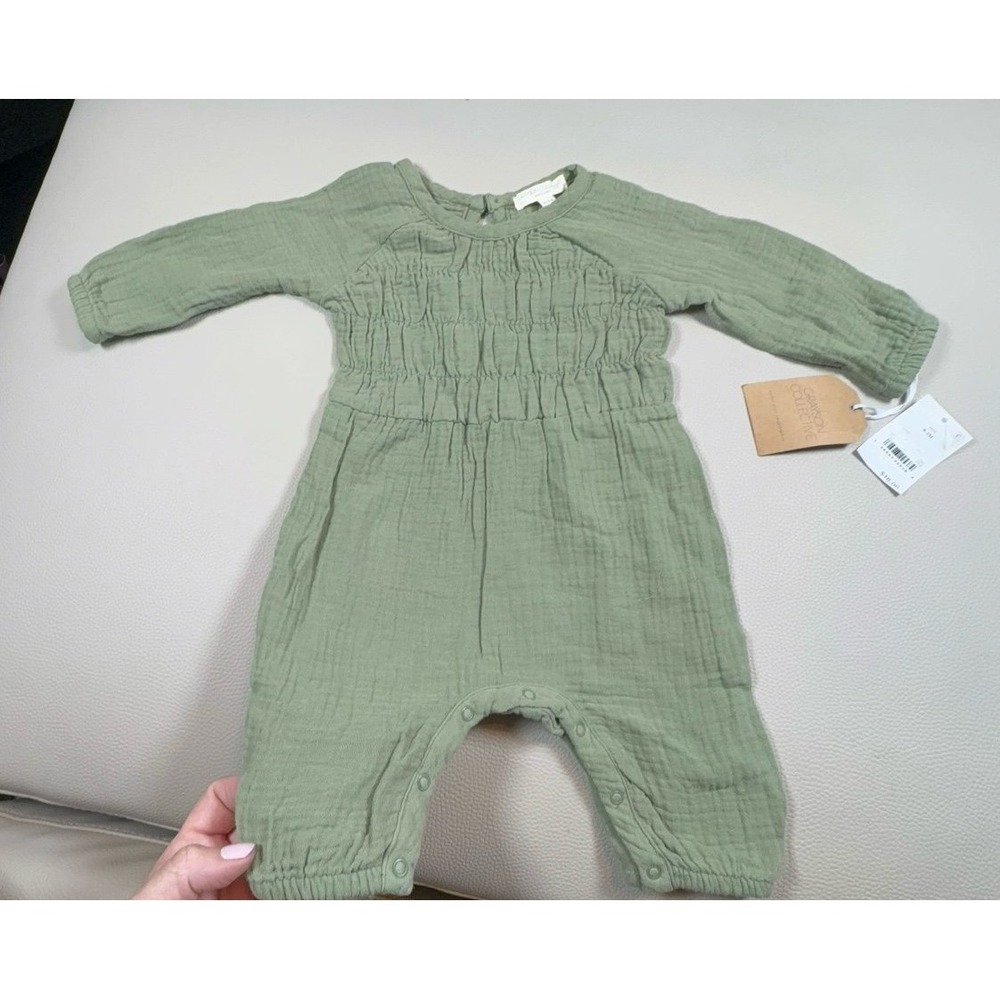 Infant girls 0-3 months Grayson Collective cotton one piece green outfit. NWT